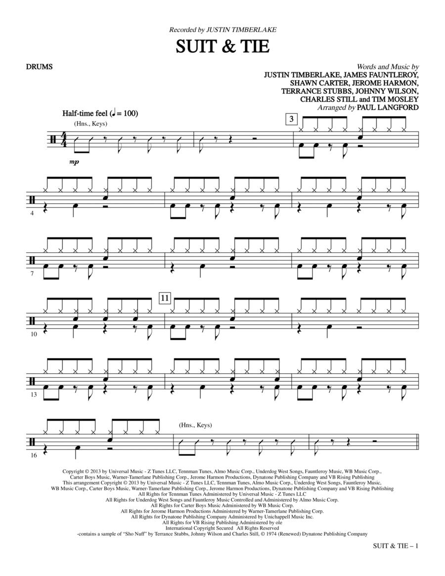 Suit & Tie - Drums Choir scores gallery preview page 1