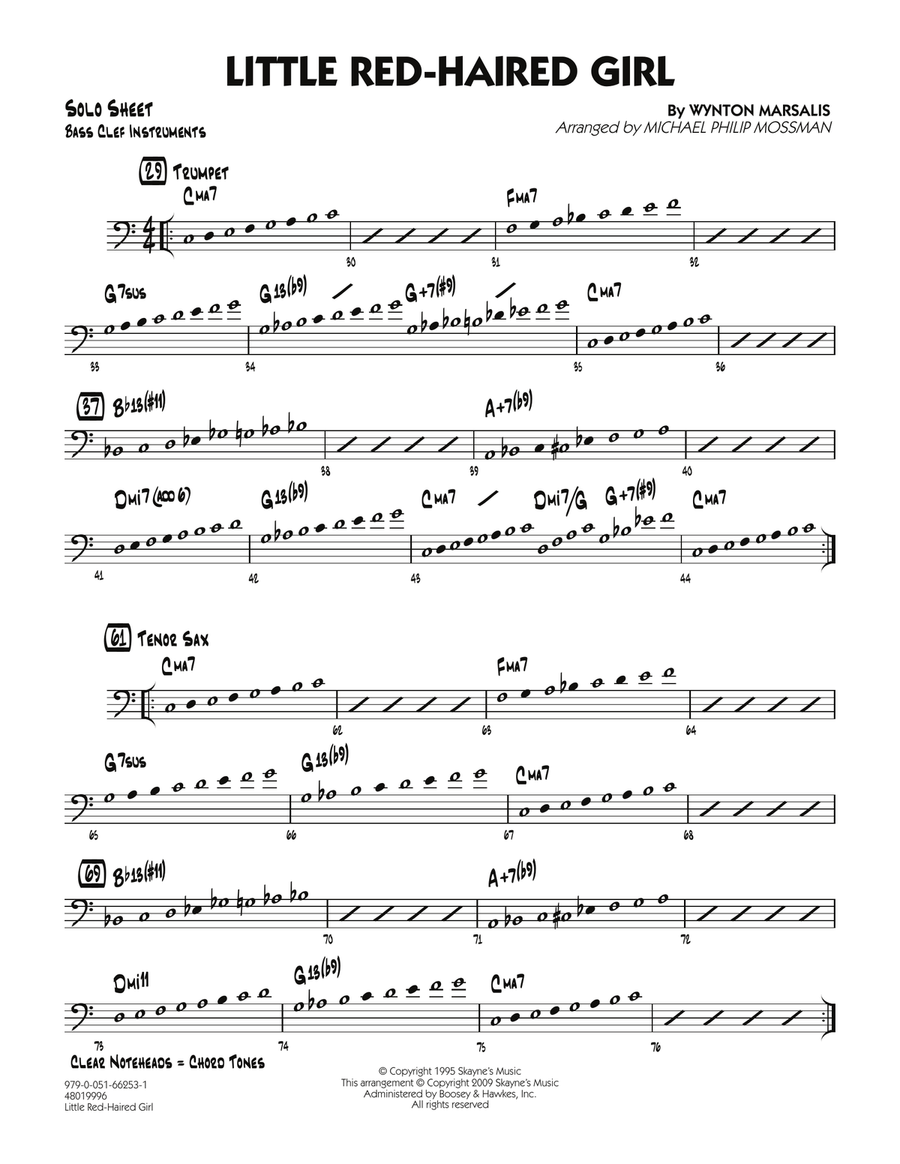 Little Red-Haired Girl - Bass Clef Solo Sheet Jazz Ensemble scores gallery preview page 1