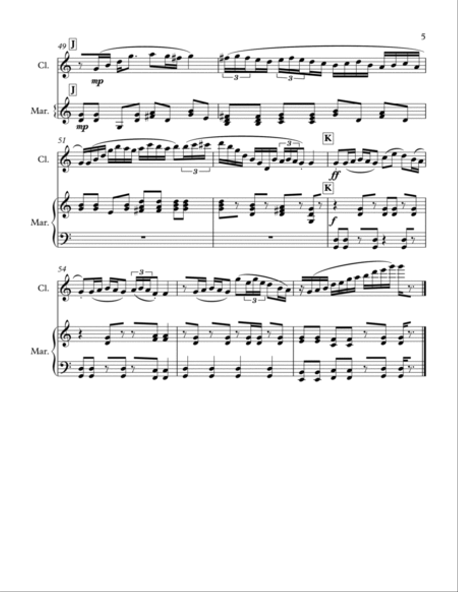 Diamond Dance for Clarinet and Bass Marimba Clarinet scores gallery preview page 5