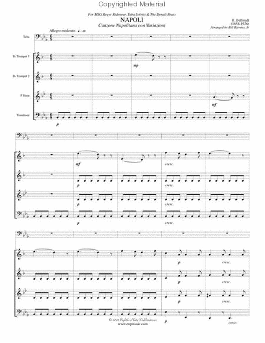 Napoli -- Canzone Napolitana con Variazioni Brass Quintet scores gallery preview page 2