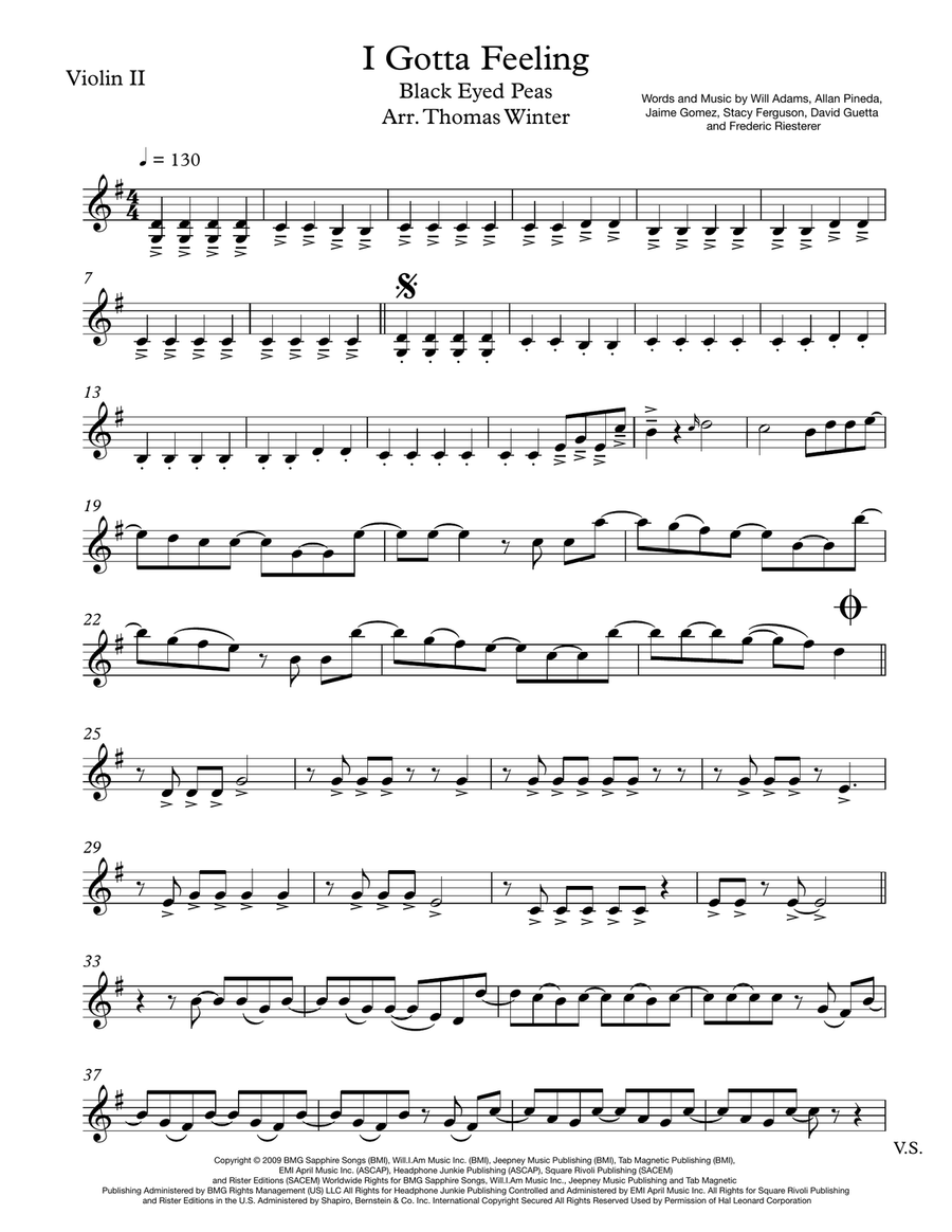 I Gotta Feeling String Quartet scores gallery preview page 3