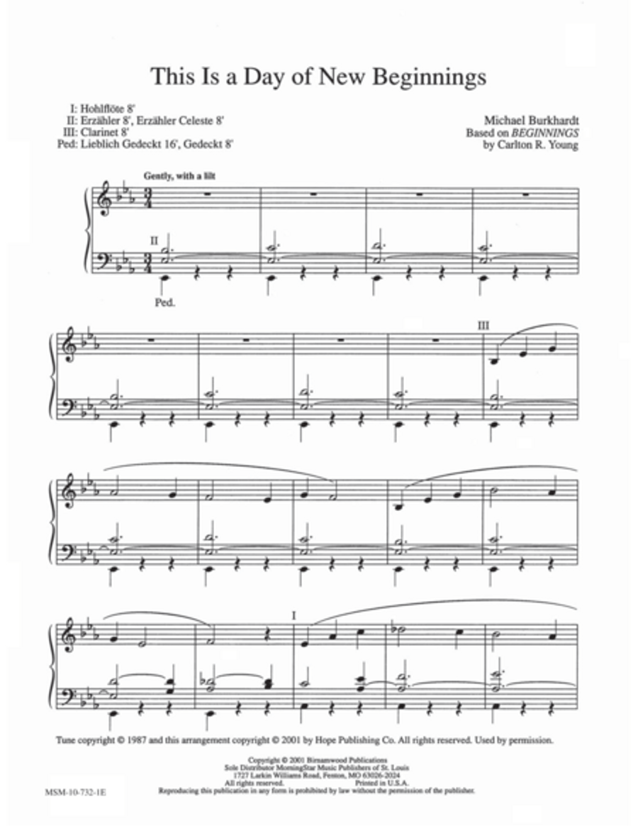This Is a Day of New Beginnings Organ scores gallery preview page 1