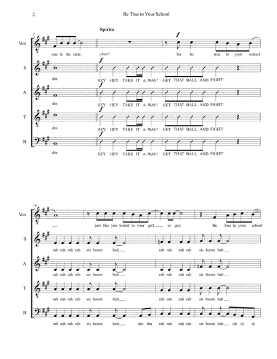 Be True To Your School Be True To Your School 4-Part scores gallery preview page 2