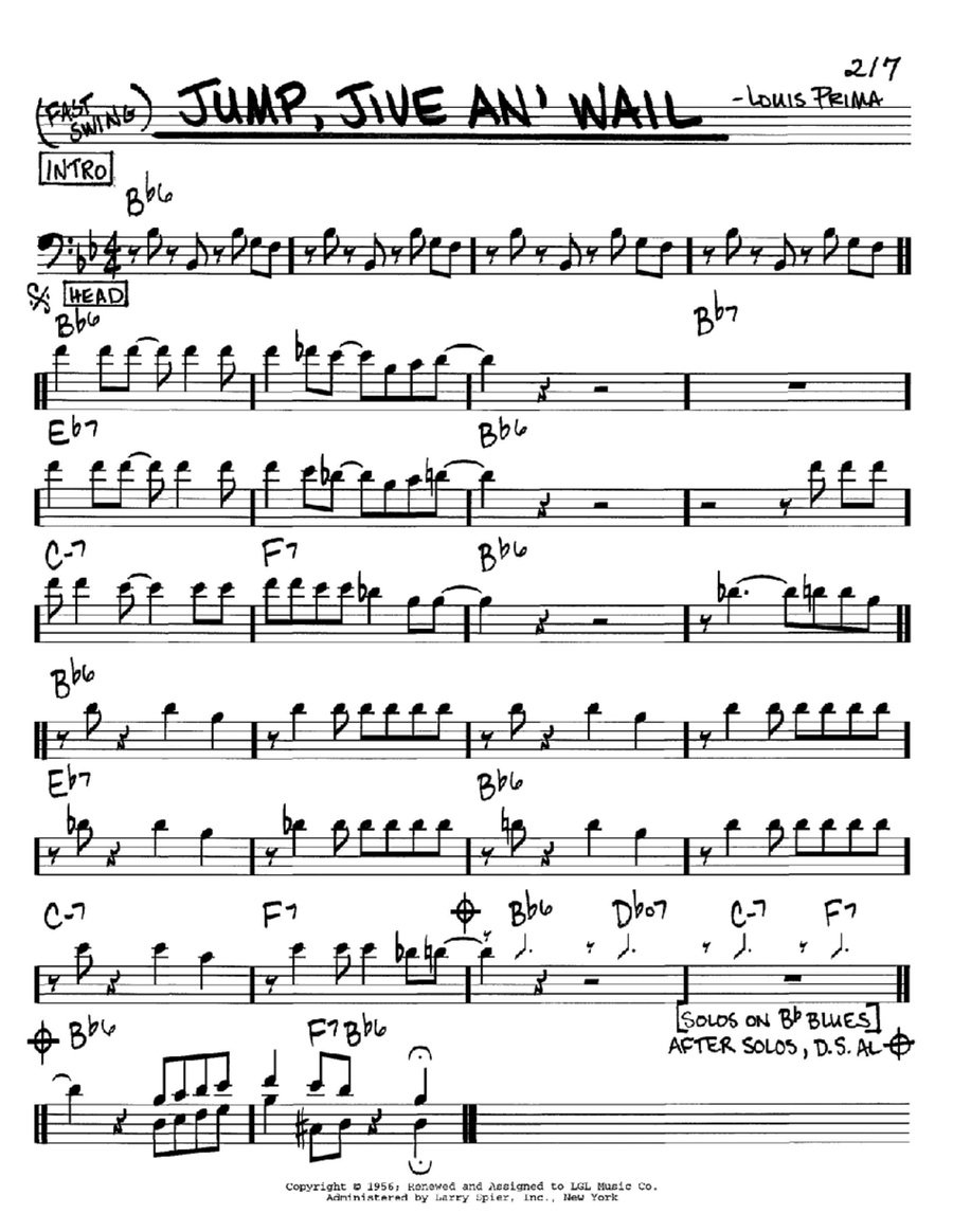 Jump, Jive An' Wail Piano scores gallery preview page 1