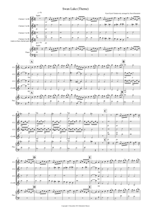 Swan Lake Theme for Clarinet Quartet