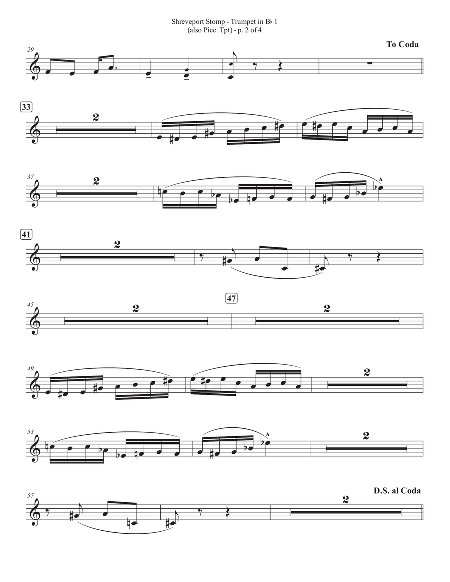 Shreveport Stomp - Bb Trumpet 1 / Piccolo Tpt. Brass Quintet scores gallery preview page 2