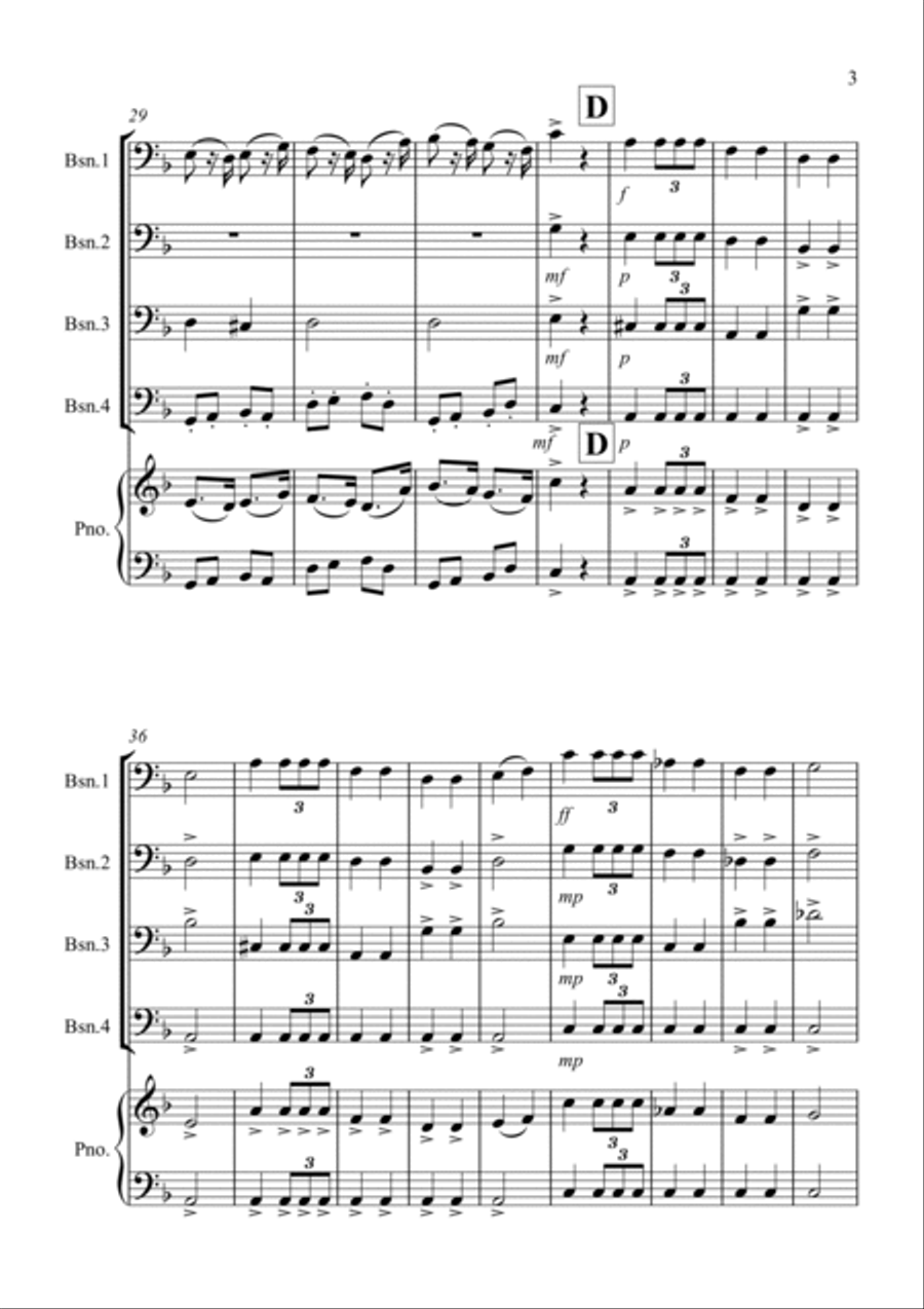 March (fantasia from the Nutcracker) for Bassoon Quartet Bassoon Quartet scores gallery preview page 3