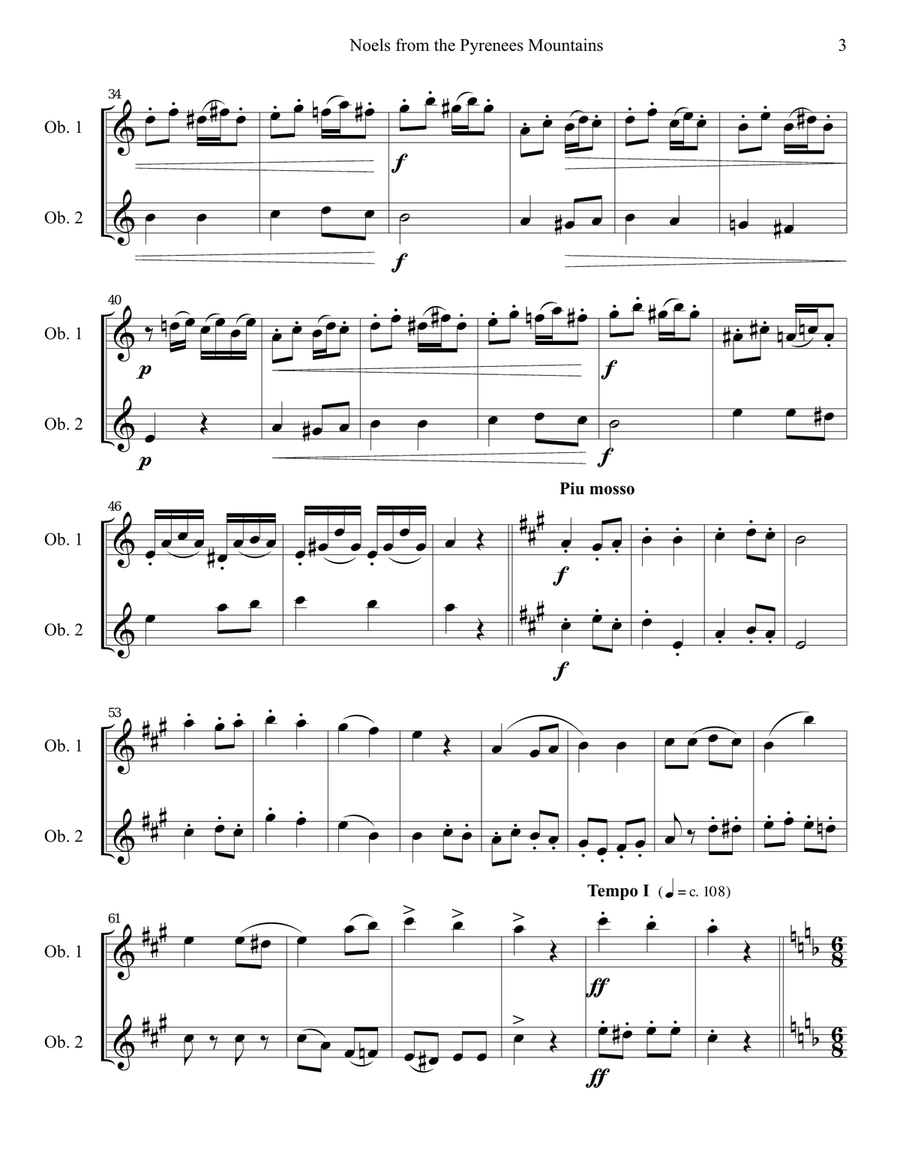 Noels from the Pyrenees Mountains - oboe duet Woodwind Duet scores gallery preview page 3
