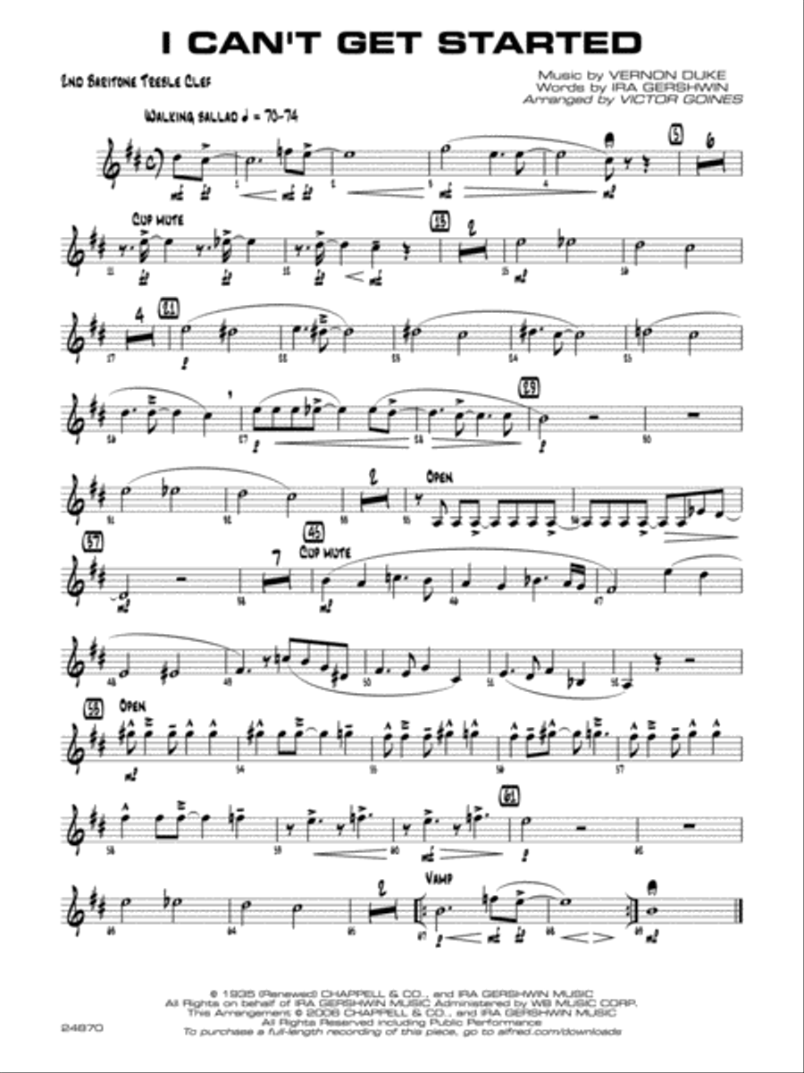 I Can't Get Started: 2nd Baritone T.C. Jazz Ensemble scores gallery preview page 1