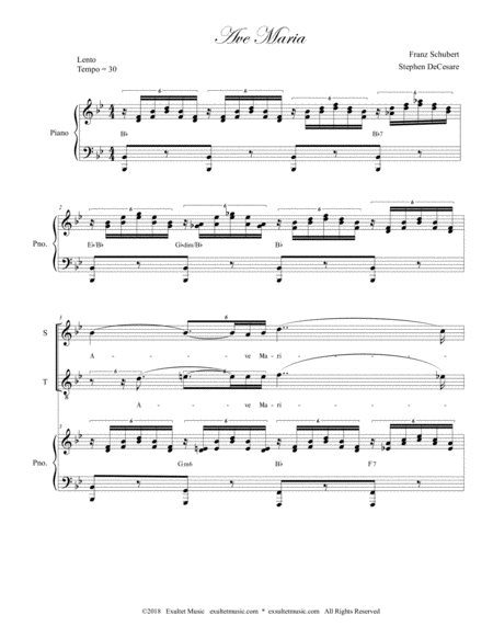 Ave Maria (Spanish Lyrics - Duet for Soprano & Tenor Solo - High Key - Piano) image number null
