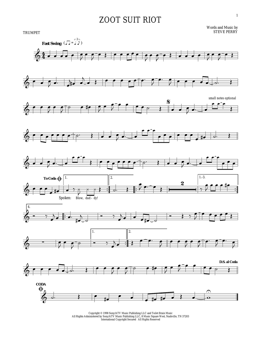 Zoot Suit Riot Zoot Suit Riot Trumpet Solo scores gallery preview page 1