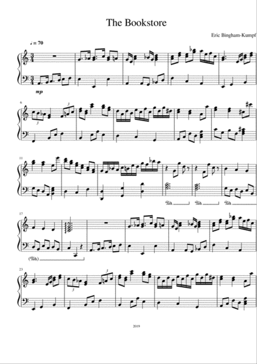 The Bookstore Piano Solo scores gallery preview page 1