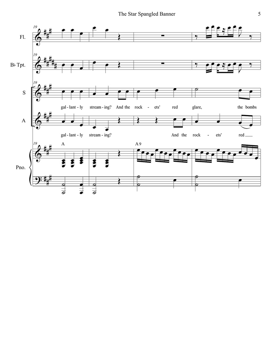 The Star Spangled Banner (for Soprano and Alto Solo) Alto Voice scores gallery preview page 6