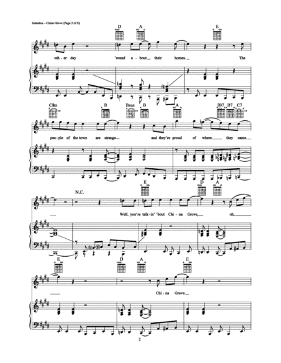 China Grove China Grove Piano, Vocal, Guitar scores gallery preview page 2