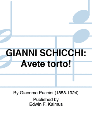 Book cover for GIANNI SCHICCHI: Avete torto!