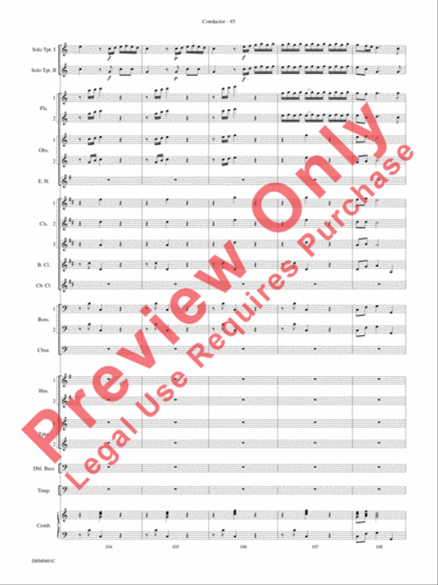 Concerto in C Major for Two Trumpets (I. Allegro, II. Largo, III. Allegro) Concert Band scores gallery preview page 49