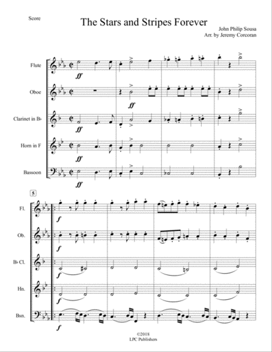 The Stars and Stripes Forever for Woodwind Quintet Woodwind Quintet scores gallery preview page 2