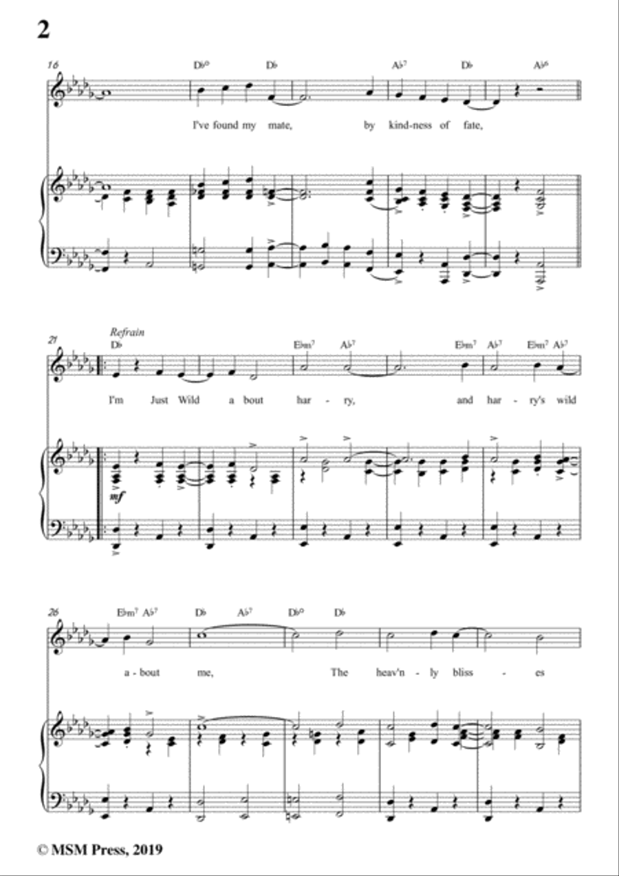 Eubie Blake-I'm Just Wild About Harry,in D flat Major,for Voice&Piano Voice scores gallery preview page 4