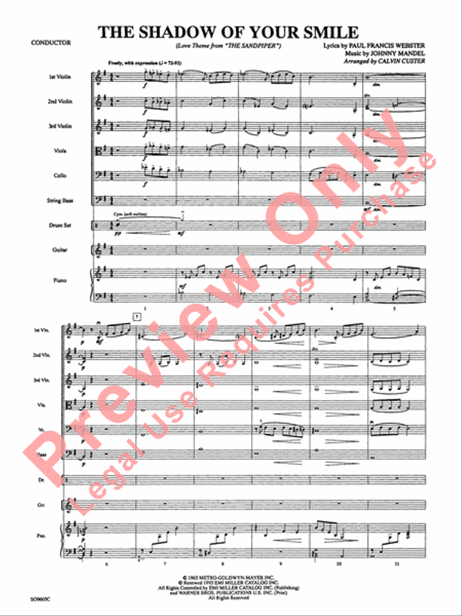 The Shadow of Your Smile (from The Sandpiper) String Orchestra scores gallery preview page 3