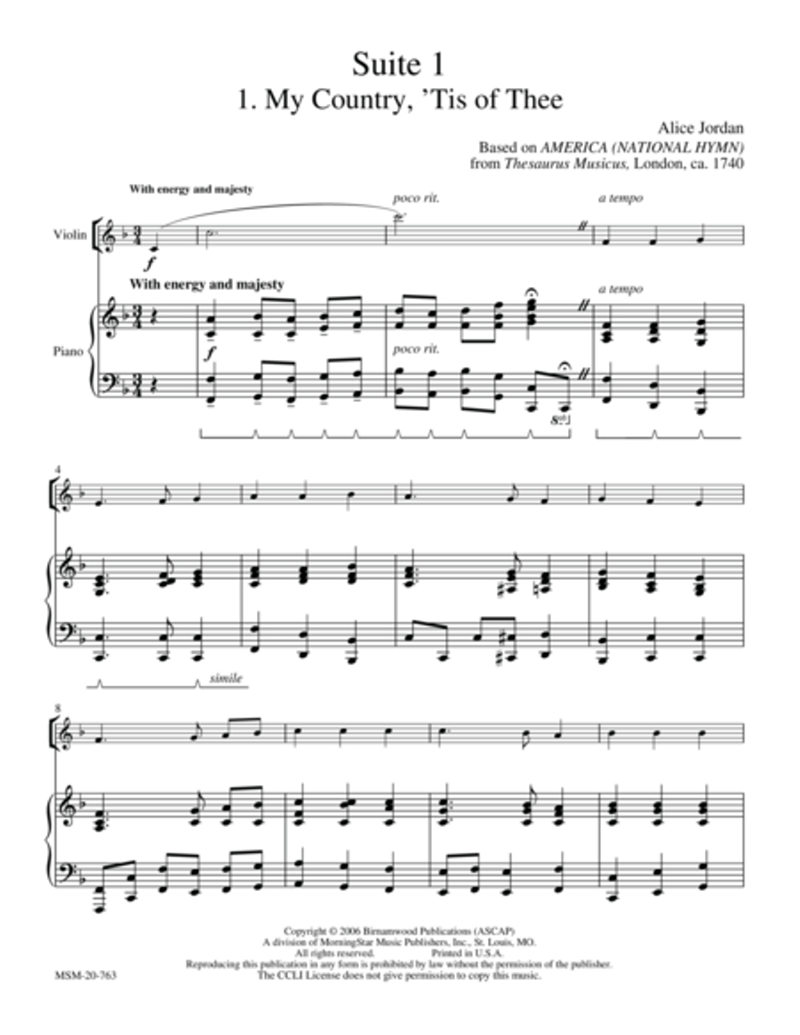 American Suite I (Patriotic Pieces) Violin Solo scores gallery preview page 1