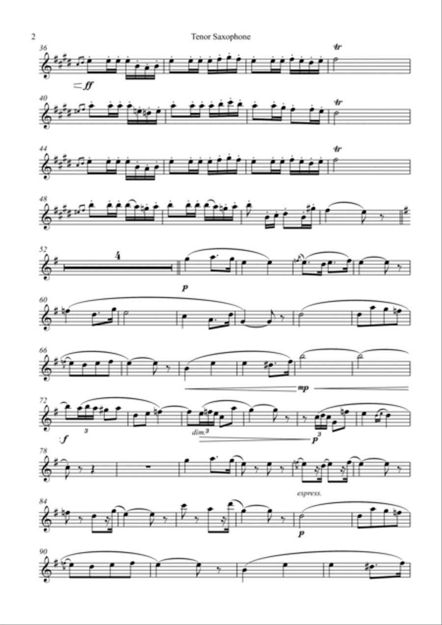 Prelude (from Carmen) - for Tenor Saxophone - with play along Tenor Saxophone scores gallery preview page 2
