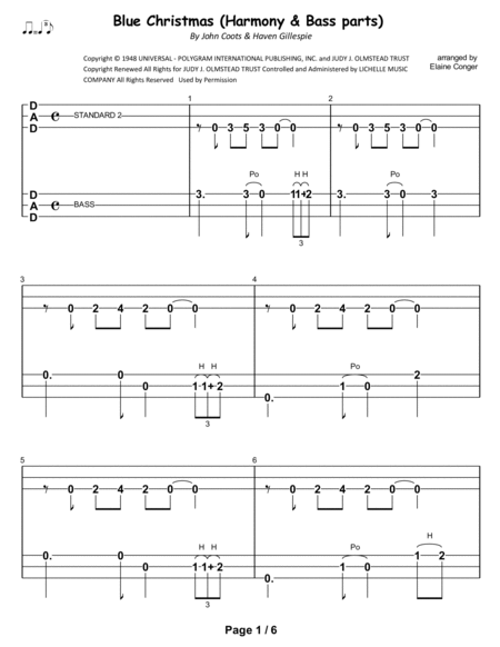 Blue Christmas by Elvis Presley Dulcimer - Digital Sheet Music