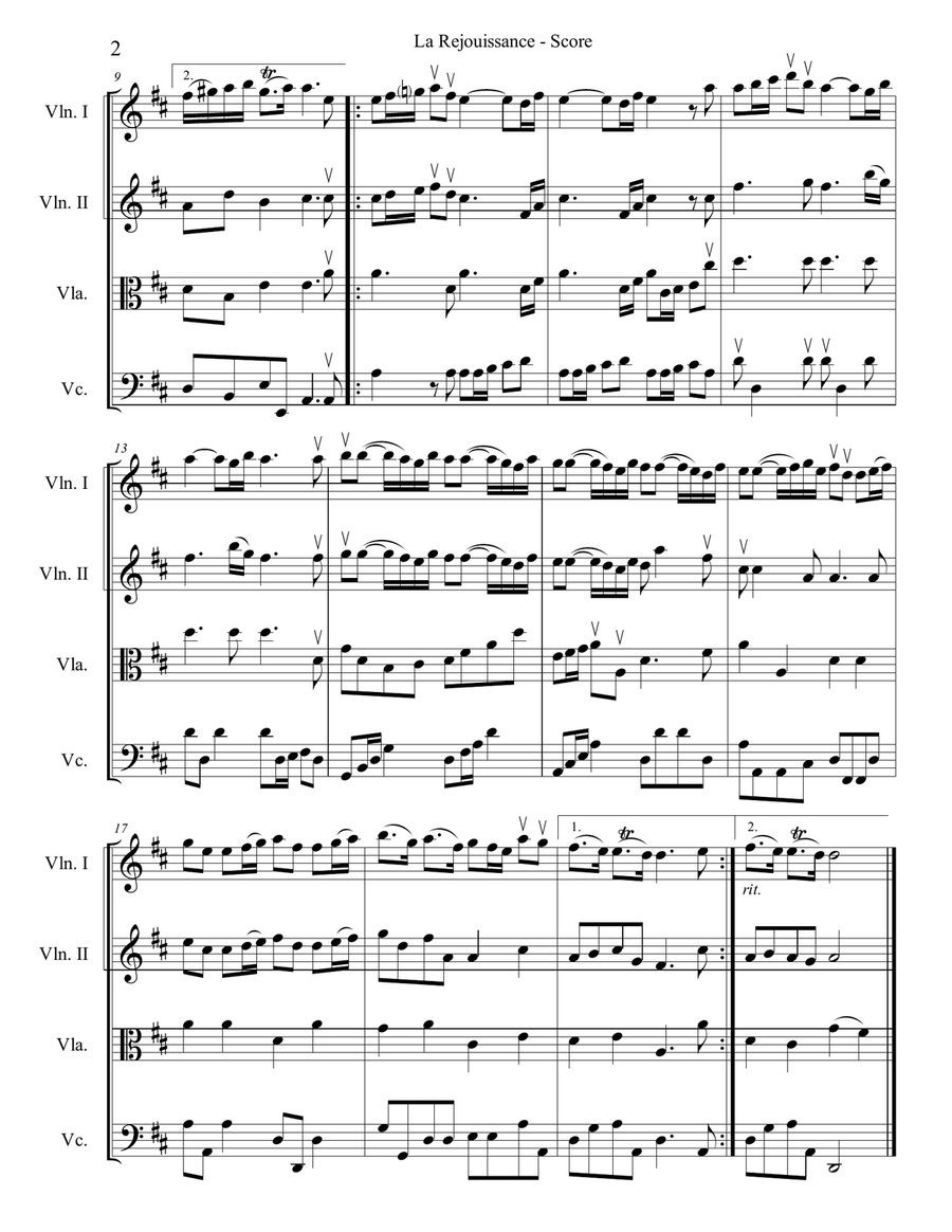 La Rejouissance for String Quartet String Quartet scores gallery preview page 2