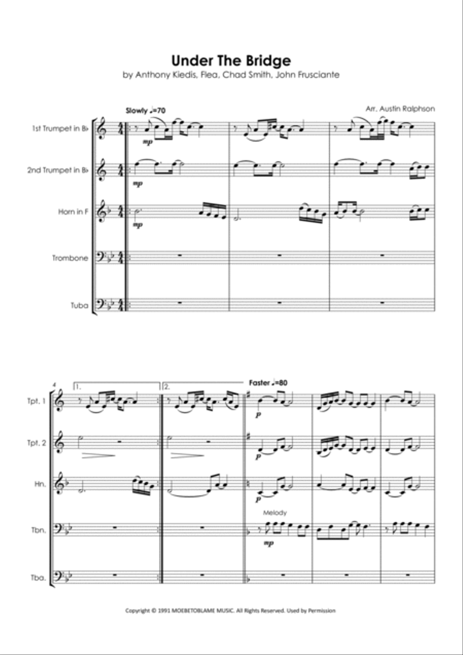 Under The Bridge Horn scores gallery preview page 5