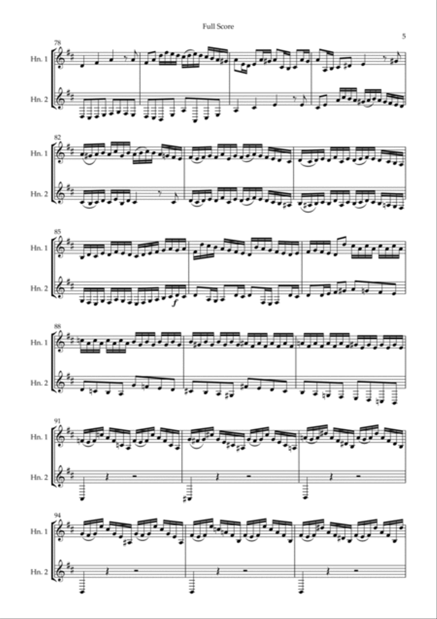 Brandenburg Concerto No. 3 in G major, BWV 1048 1st Mov. (J.S. Bach) for Horn in F Duo Brass Duet scores gallery preview page 5