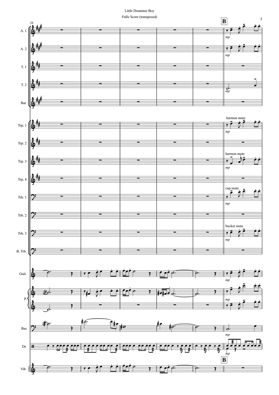 The Little Drummer Boy Jazz Ensemble scores gallery preview page 5