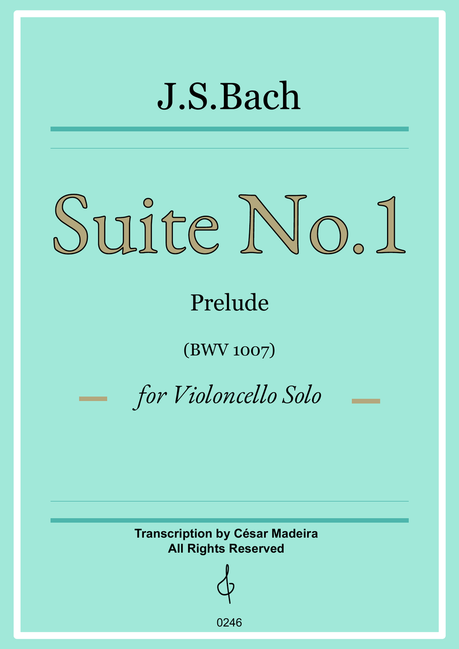 Cello Suite No.1 by Bach - Cello Solo - Original Version (Prelude) Cello Solo scores gallery preview page 1