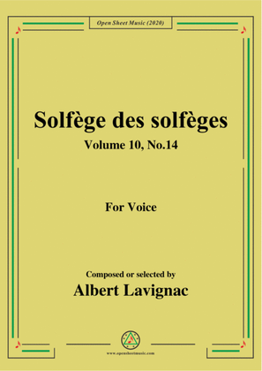 Book cover for Lavignac-Solfège des solfèges,Volume 10,No.14,for Voice