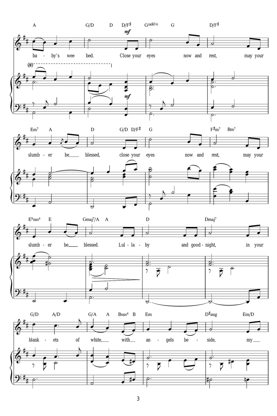 Brahms' Lullaby Brahms' Lullaby Piano, Vocal scores gallery preview page 3