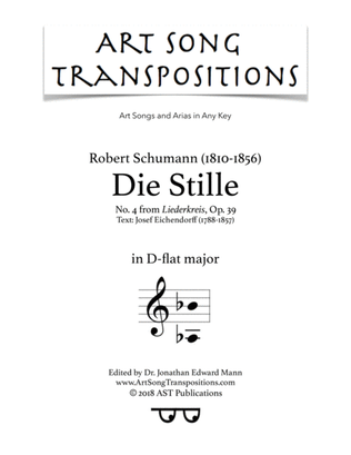 Book cover for SCHUMANN: Die Stille, Op. 39 no. 4 (transposed to D-flat major)