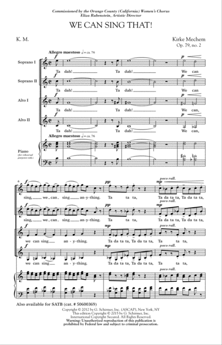 We Can Sing That We Can Sing That SSA scores gallery preview page 1