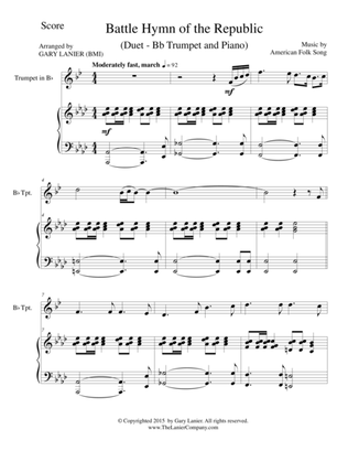 BATTLE HYMN OF THE REPUBLIC (Duet – Bb Trumpet and Piano/Score and Parts)