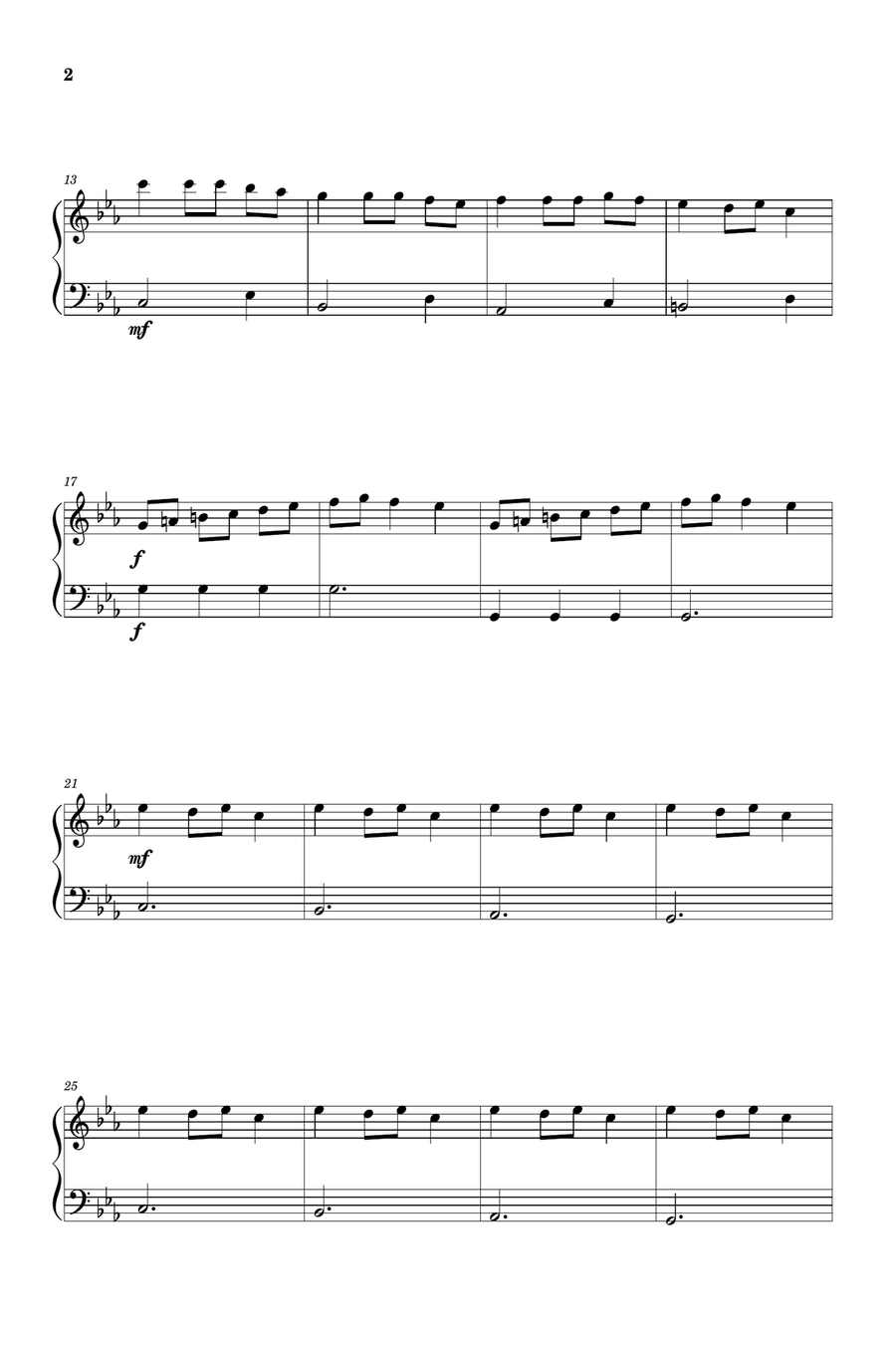 Carol of The Bells (Very Easy - Beginner Piano) in C minor Easy Piano scores gallery preview page 2
