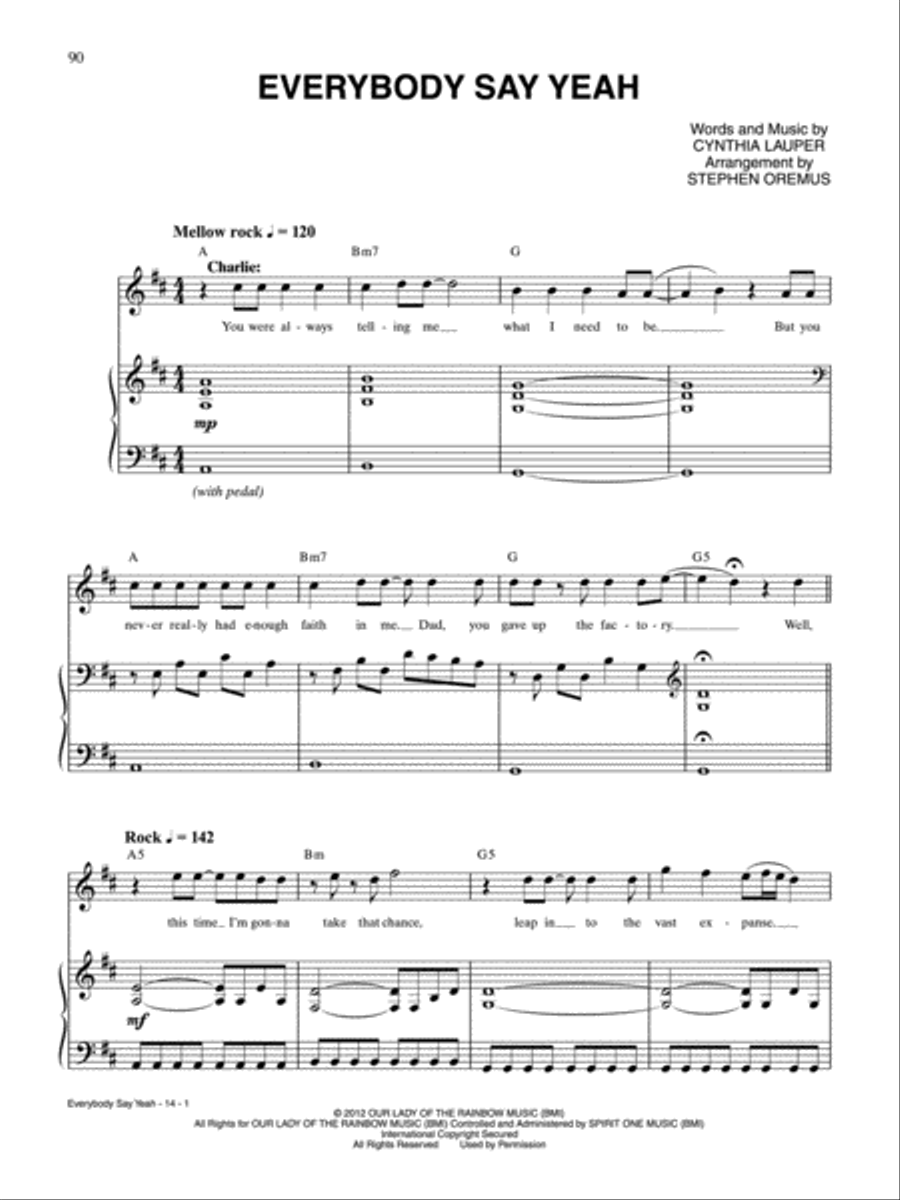 Everybody Say Yeah (from Kinky Boots) Piano, Vocal, Guitar scores gallery preview page 1