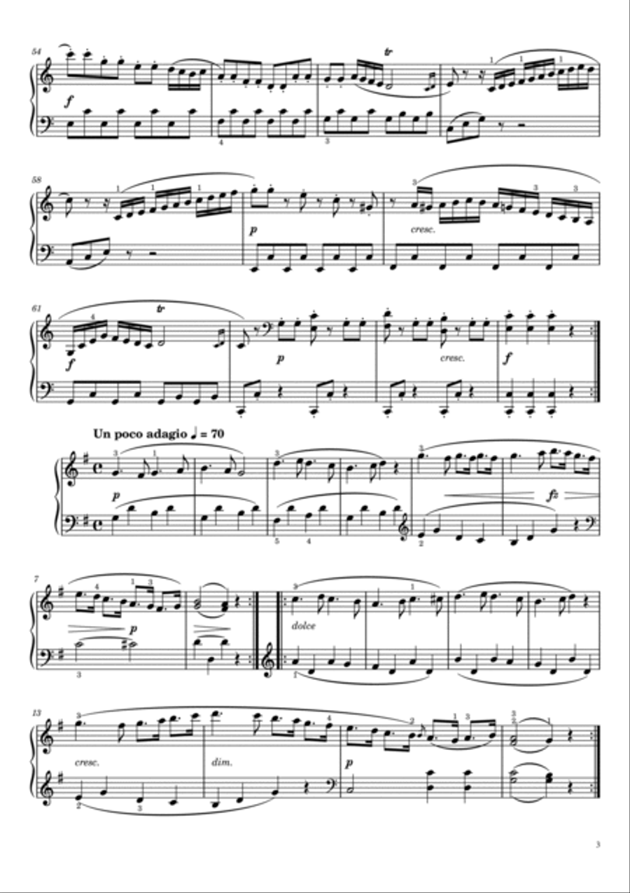 Clementi - Sonatina No. 3, Op.36 - For Piano Solo - Original With Fingered image number null