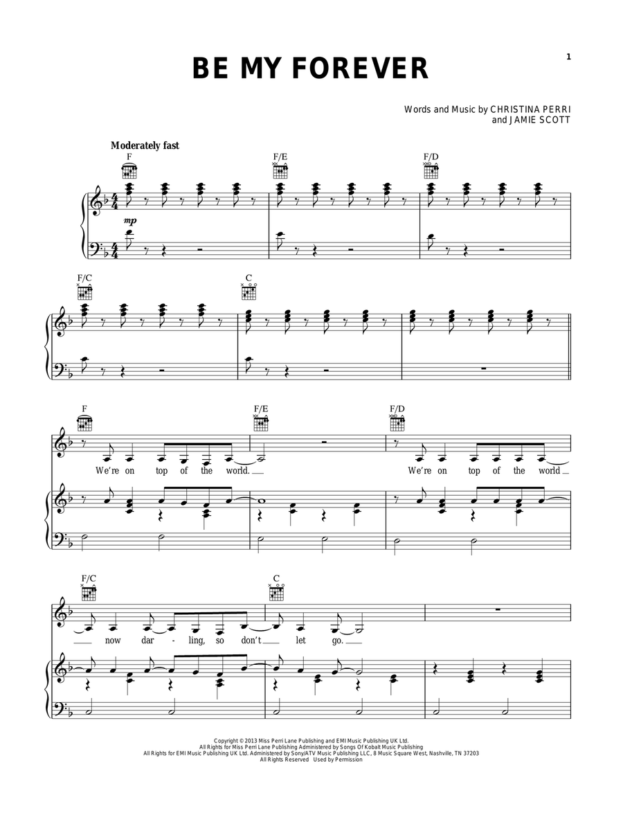 Be My Forever Be My Forever Piano, Vocal, Guitar scores gallery preview page 1