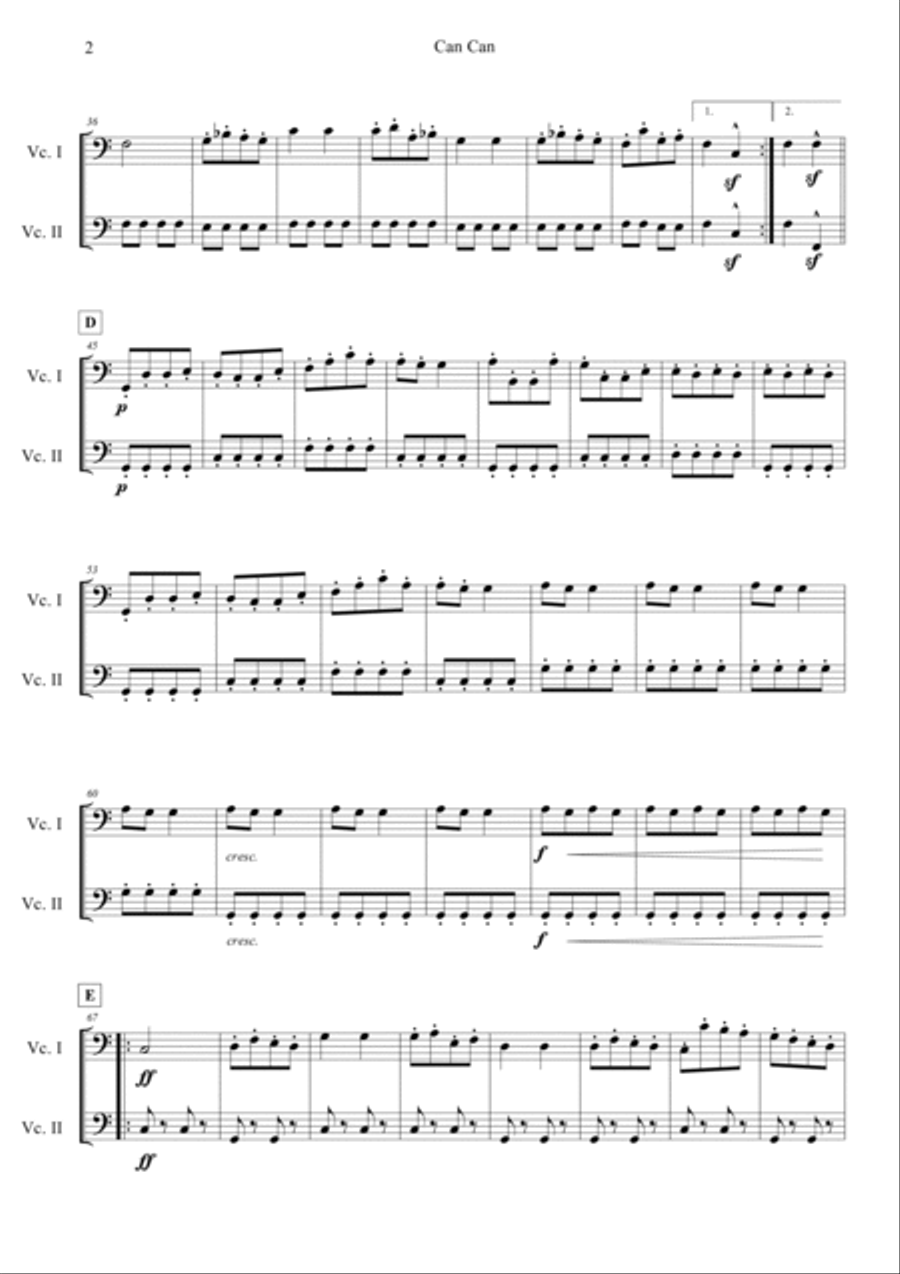 Can Can (from Orpheus in the Underworld) String Duet scores gallery preview page 2