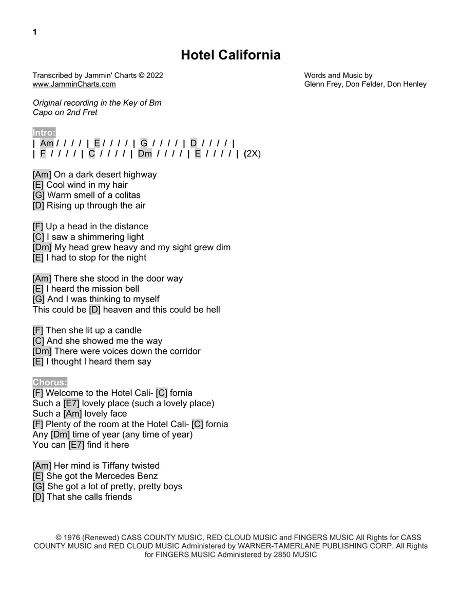 Hotel California Hotel California Acoustic Guitar scores gallery preview page 1