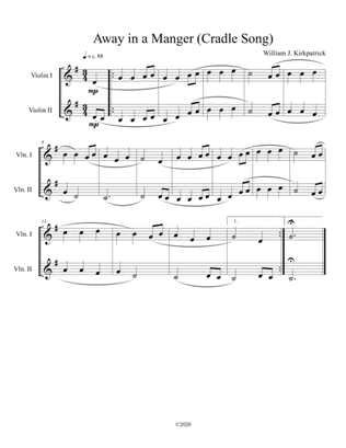 Away in a Manger (Cradle Song) for violin duet