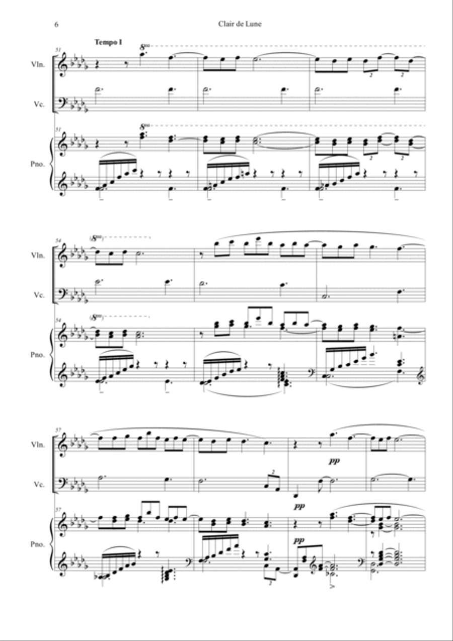 Clair de Lune Piano Trio scores gallery preview page 6