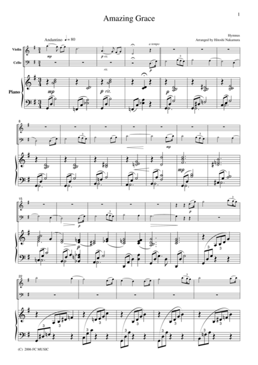 Hymnus Amazing Grace, for piano trio, PH001
