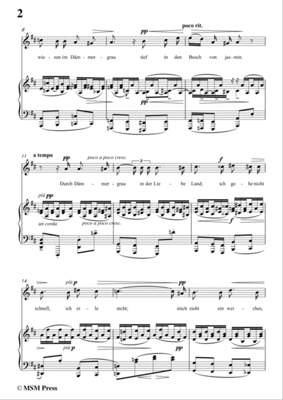 Reger-Traum durch die Dämmerung in D Major,for Voice and Piano Voice Solo scores gallery preview page 4