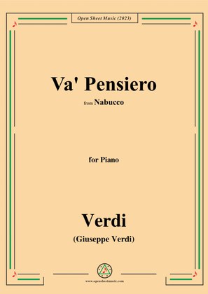 Book cover for Verdi-Va,Pensiero(Chorus of Hebrew Slaves),for Piano