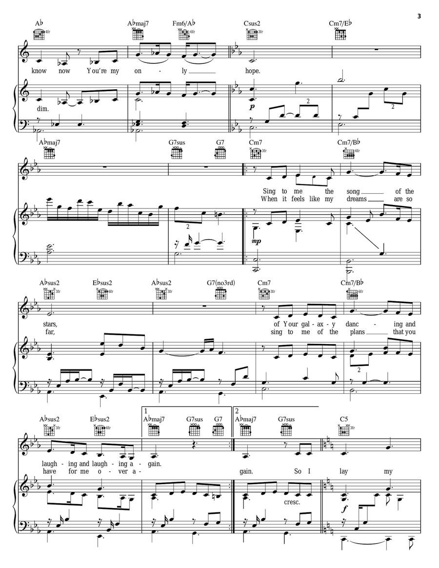 Only Hope Piano, Vocal, Guitar scores gallery preview page 3