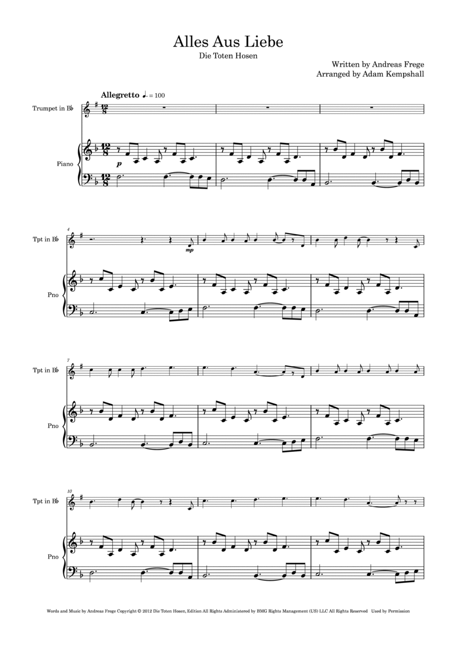 Alles Aus Liebe Small Ensemble scores gallery preview page 1