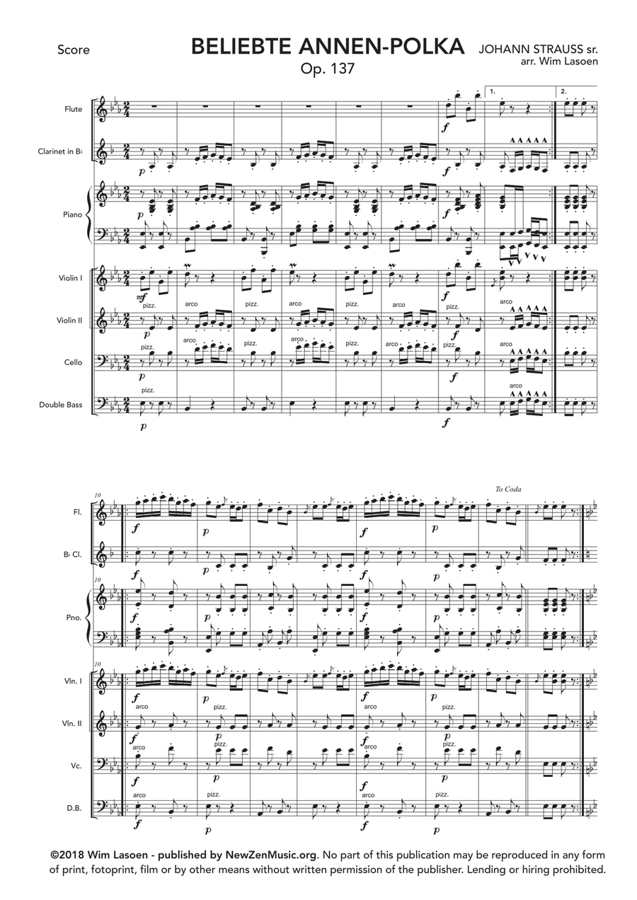 Beliebte Annen-Polka op. 137 Chamber Orchestra scores gallery preview page 3